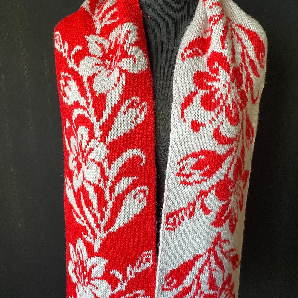 Hand Double Knitted Scarf, Reversible Multicolored Two-Sided Scarf, Gift for Her